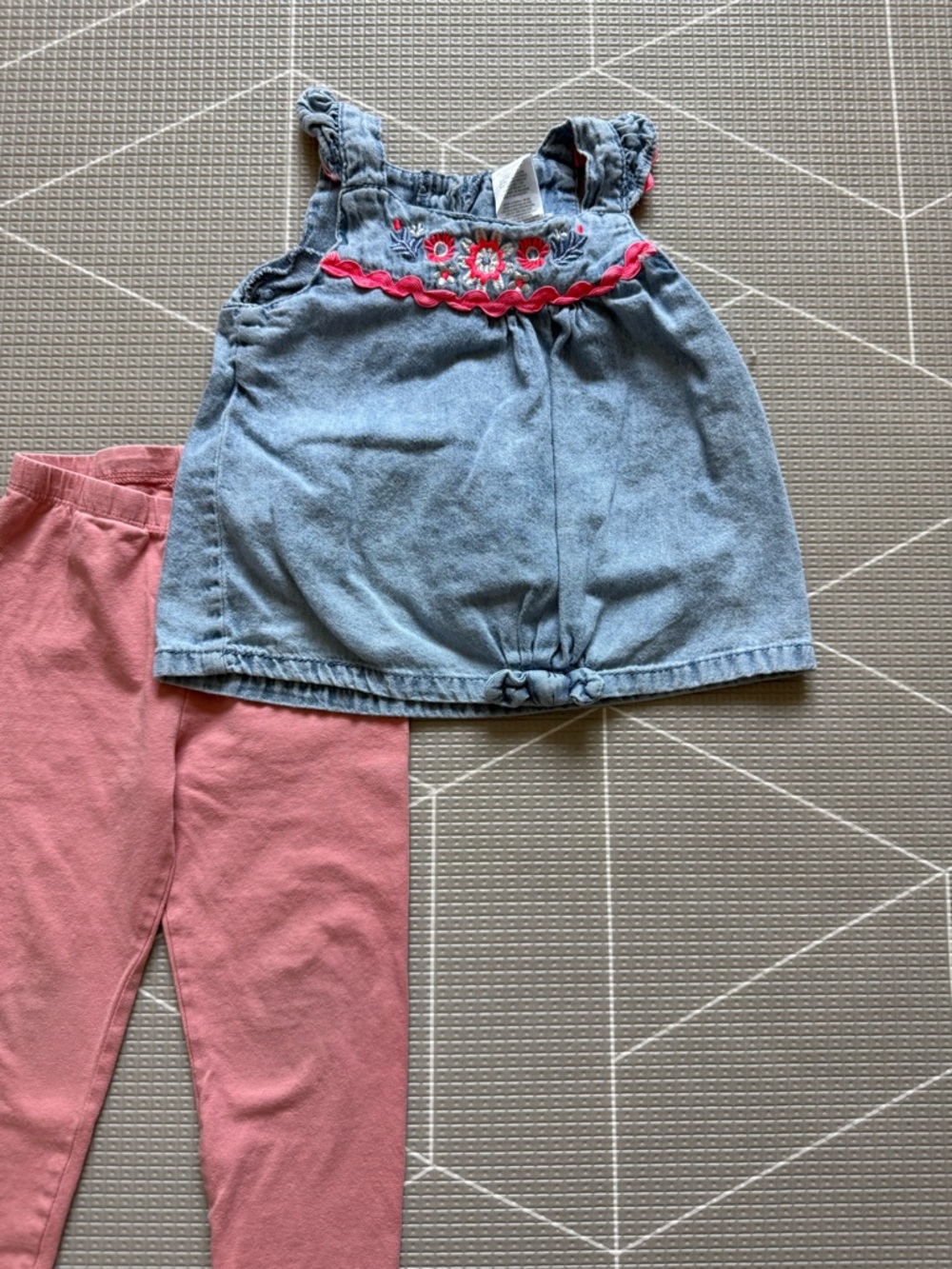 Little lass|Baby girl/toddler set,mauve Pink Leggings & Denim floral Tunic top•